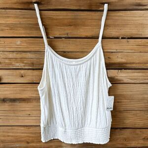 MUDD Women's Cream colored Soft Smocked bottom Tank Top